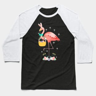 Flamingo Happy Easter Egg Hunt Rabbit Ears Hidden Eggs Baseball T-Shirt